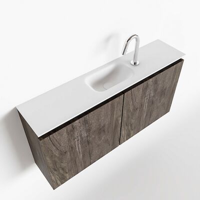 MONDIAZ TURE 100cm toiletmeubel dark brown. EDEN wastafel talc midden 1 kraangat