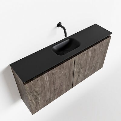 MONDIAZ TURE 100cm toiletmeubel dark brown. EDEN wastafel urban midden geen kraangat