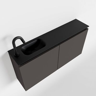 MONDIAZ TURE 100cm toiletmeubel dark grey. EDEN wastafel urban links 1 kraangat