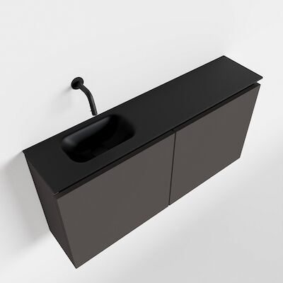 MONDIAZ TURE 100cm toiletmeubel dark grey. EDEN wastafel urban links geen kraangat