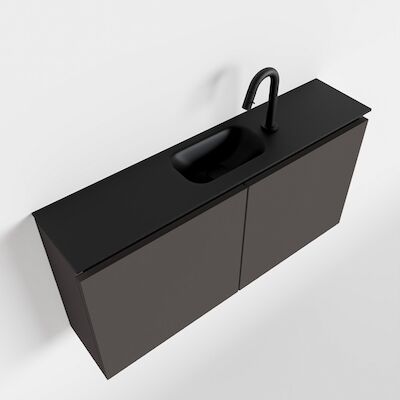 MONDIAZ TURE 100cm toiletmeubel dark grey. EDEN wastafel urban midden 1 kraangat