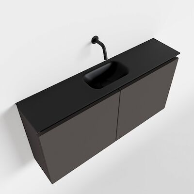 MONDIAZ TURE 100cm toiletmeubel dark grey. EDEN wastafel urban midden geen kraangat