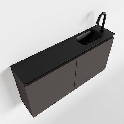MONDIAZ TURE 100cm toiletmeubel dark grey. EDEN wastafel urban rechts 1 kraangat