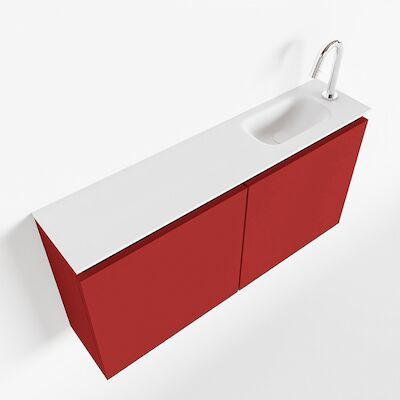 MONDIAZ TURE 100cm toiletmeubel fire. EDEN wastafel talc rechts 1 kraangat