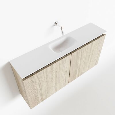 MONDIAZ TURE 100cm toiletmeubel light brown grey. EDEN wastafel talc midden geen kraangat