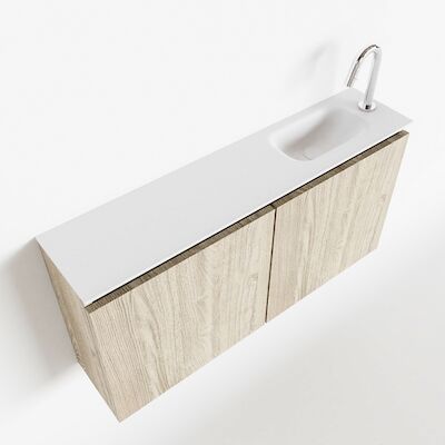 MONDIAZ TURE 100cm toiletmeubel light brown grey. EDEN wastafel talc rechts 1 kraangat