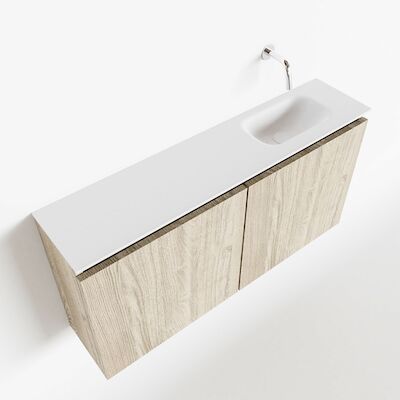 MONDIAZ TURE 100cm toiletmeubel light brown grey. EDEN wastafel talc rechts geen kraangat