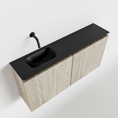 MONDIAZ TURE 100cm toiletmeubel light brown grey. EDEN wastafel urban links geen kraangat