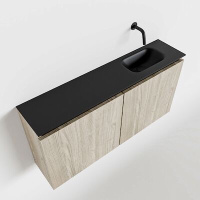 MONDIAZ TURE 100cm toiletmeubel light brown grey. EDEN wastafel urban rechts geen kraangat