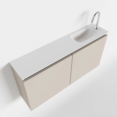 MONDIAZ TURE 100cm toiletmeubel linen. EDEN wastafel talc rechts 1 kraangat