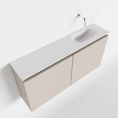 MONDIAZ TURE 100cm toiletmeubel linen. EDEN wastafel talc rechts geen kraangat