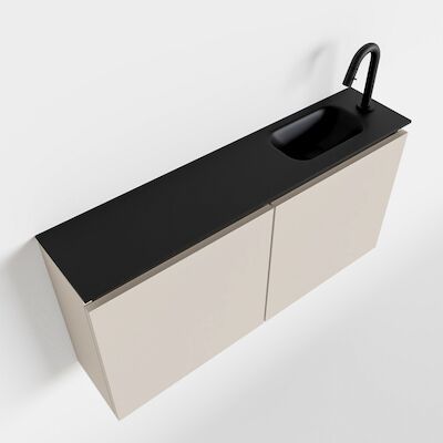 MONDIAZ TURE 100cm toiletmeubel linen. EDEN wastafel urban rechts 1 kraangat