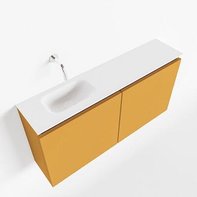 MONDIAZ TURE 100cm toiletmeubel ocher. EDEN wastafel talc links geen kraangat