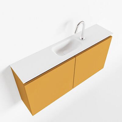 MONDIAZ TURE 100cm toiletmeubel ocher. EDEN wastafel talc midden 1 kraangat