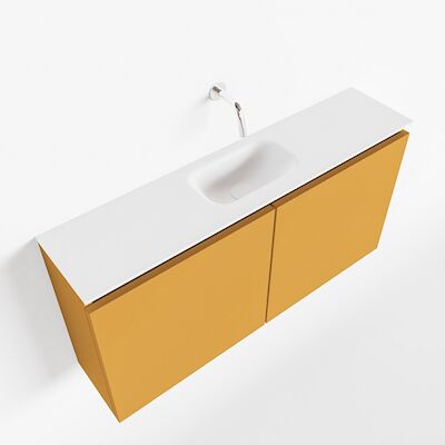 MONDIAZ TURE 100cm toiletmeubel ocher. EDEN wastafel talc midden geen kraangat