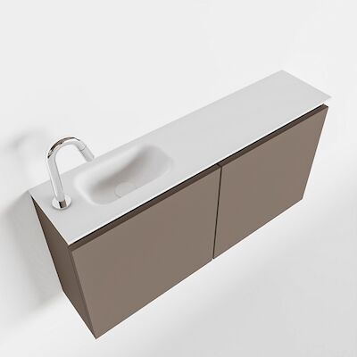 MONDIAZ TURE 100cm toiletmeubel smoke. EDEN wastafel talc links 1 kraangat