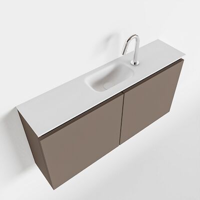 MONDIAZ TURE 100cm toiletmeubel smoke. EDEN wastafel talc midden 1 kraangat