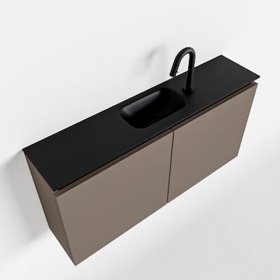MONDIAZ TURE 100cm toiletmeubel smoke. EDEN wastafel urban midden 1 kraangat