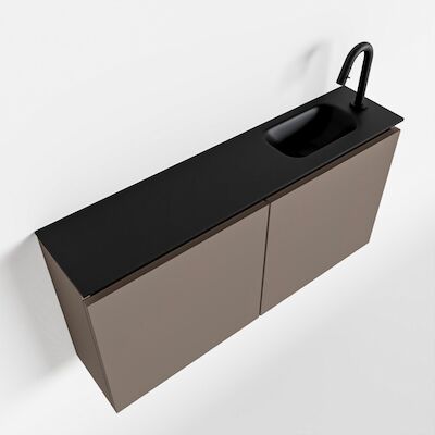 MONDIAZ TURE 100cm toiletmeubel smoke. EDEN wastafel urban rechts 1 kraangat