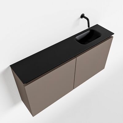 MONDIAZ TURE 100cm toiletmeubel smoke. EDEN wastafel urban rechts geen kraangat