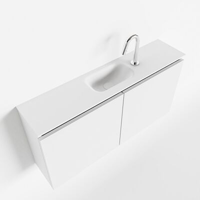 MONDIAZ TURE 100cm toiletmeubel talc. EDEN wastafel talc midden 1 kraangat