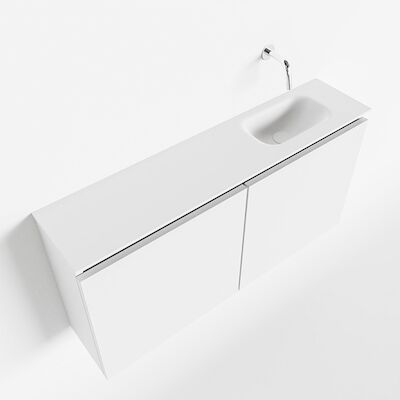 MONDIAZ TURE 100cm toiletmeubel talc. EDEN wastafel talc rechts geen kraangat