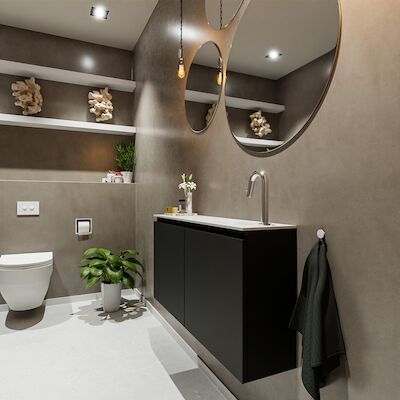 MONDIAZ TURE 100cm toiletmeubel urban. EDEN wastafel talc rechts 1 kraangat
