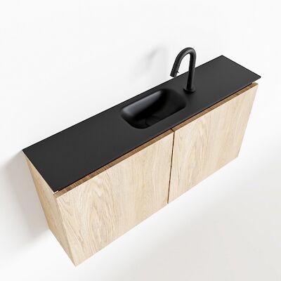 MONDIAZ TURE 100cm toiletmeubel washed oak. EDEN wastafel urban midden 1 kraangat