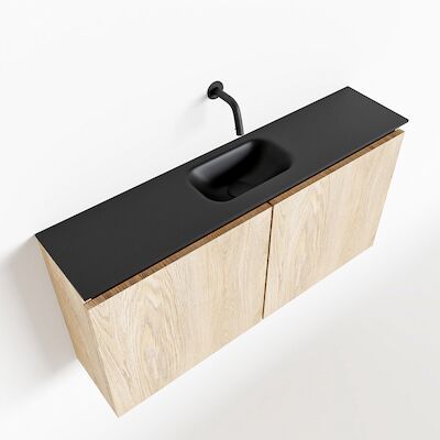 MONDIAZ TURE 100cm toiletmeubel washed oak. EDEN wastafel urban midden geen kraangat