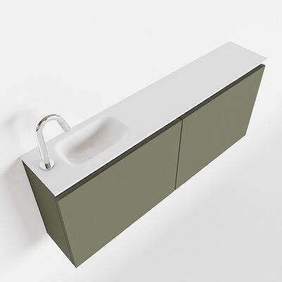 MONDIAZ TURE 120cm toiletmeubel army. EDEN wastafel talc links 1 kraangat