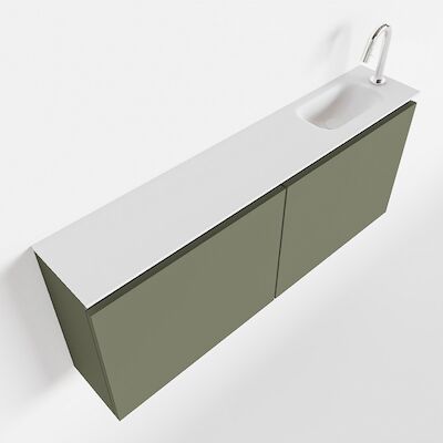 MONDIAZ TURE 120cm toiletmeubel army. EDEN wastafel talc rechts 1 kraangat