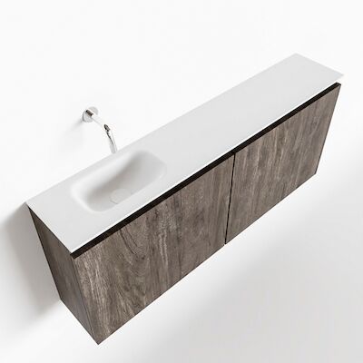 MONDIAZ TURE 120cm toiletmeubel dark brown. EDEN wastafel talc links geen kraangat