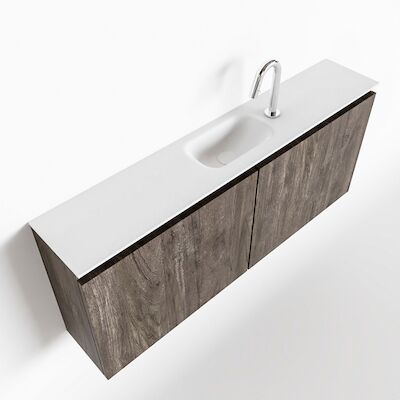 MONDIAZ TURE 120cm toiletmeubel dark brown. EDEN wastafel talc midden 1 kraangat