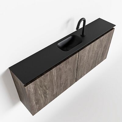 MONDIAZ TURE 120cm toiletmeubel dark brown. EDEN wastafel urban midden 1 kraangat