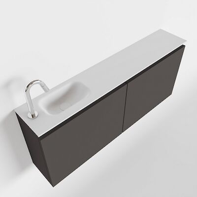MONDIAZ TURE 120cm toiletmeubel dark grey. EDEN wastafel talc links 1 kraangat