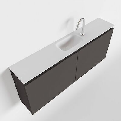 MONDIAZ TURE 120cm toiletmeubel dark grey. EDEN wastafel talc midden 1 kraangat