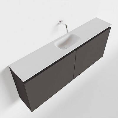 MONDIAZ TURE 120cm toiletmeubel dark grey. EDEN wastafel talc midden geen kraangat