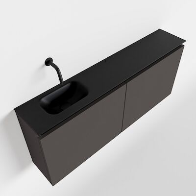 MONDIAZ TURE 120cm toiletmeubel dark grey. EDEN wastafel urban links geen kraangat