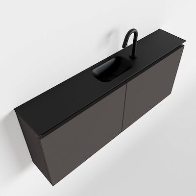 MONDIAZ TURE 120cm toiletmeubel dark grey. EDEN wastafel urban midden 1 kraangat