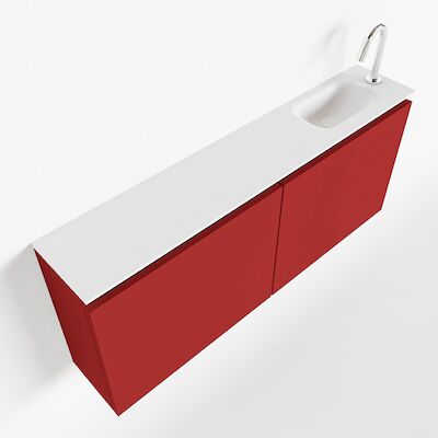 MONDIAZ TURE 120cm toiletmeubel fire. EDEN wastafel talc rechts 1 kraangat