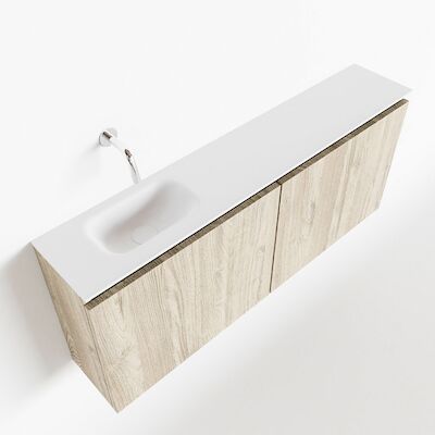 MONDIAZ TURE 120cm toiletmeubel light brown grey. EDEN wastafel talc links geen kraangat