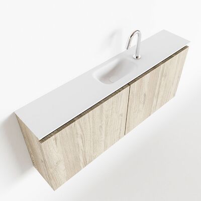 MONDIAZ TURE 120cm toiletmeubel light brown grey. EDEN wastafel talc midden 1 kraangat
