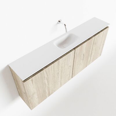 MONDIAZ TURE 120cm toiletmeubel light brown grey. EDEN wastafel talc midden geen kraangat