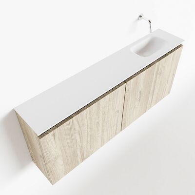 MONDIAZ TURE 120cm toiletmeubel light brown grey. EDEN wastafel talc rechts geen kraangat