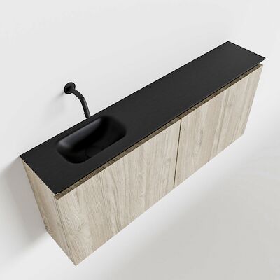 MONDIAZ TURE 120cm toiletmeubel light brown grey. EDEN wastafel urban links geen kraangat