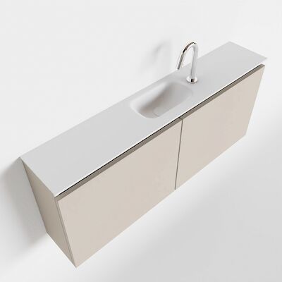 MONDIAZ TURE 120cm toiletmeubel linen. EDEN wastafel talc midden 1 kraangat
