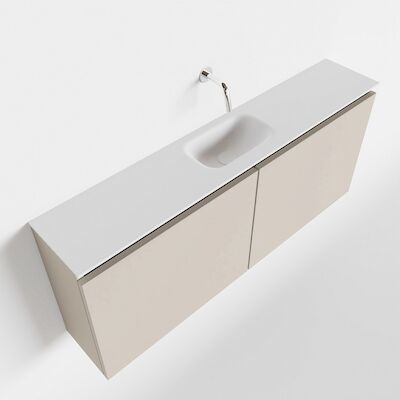 MONDIAZ TURE 120cm toiletmeubel linen. EDEN wastafel talc midden geen kraangat