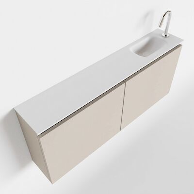 MONDIAZ TURE 120cm toiletmeubel linen. EDEN wastafel talc rechts 1 kraangat