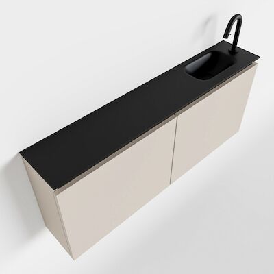 MONDIAZ TURE 120cm toiletmeubel linen. EDEN wastafel urban rechts 1 kraangat