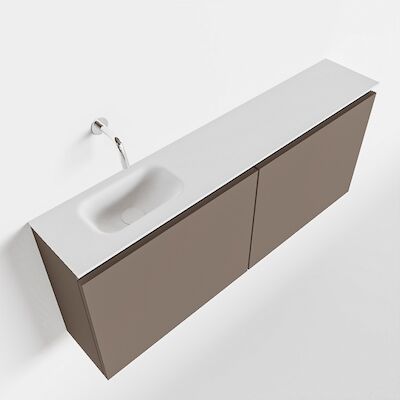 MONDIAZ TURE 120cm toiletmeubel smoke. EDEN wastafel talc links geen kraangat